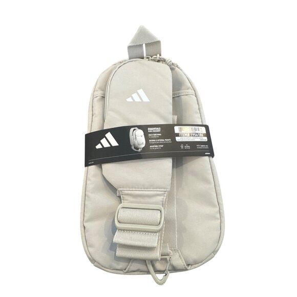 Adidas Essentials Sling Crossbody Adjustable Strap Sand Beige Multi-Pocket Desig - Picture 6 of 8